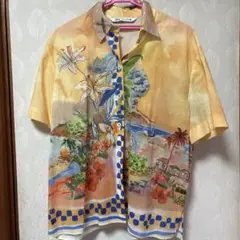 ザラ　半袖　シャツ　ヤシの木
