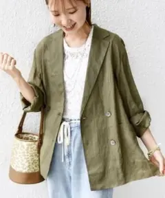 美品 SHIPS for women ラミー シアー ジャケット オリーブ 38