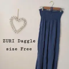 《極美品》ZURI Daggle ベアトップオールインワン ゆったり ブルー F