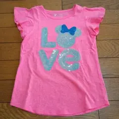 ミニー LOVE スパンコール Tシャツ ピンク