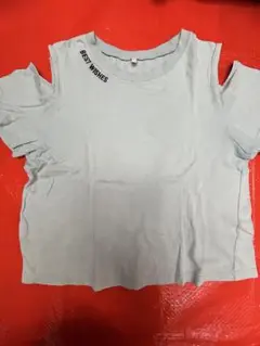 オフショルダーTシャツ M ライトブルー BEST WISHES