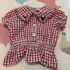 tutututa 赤白チェック シャツ 80