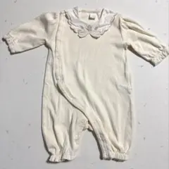 【美品】cottoli 刺繍襟付き 長袖 ロンパース　 60 70センチ