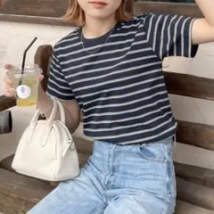 Chillfar コンパクトTシャツ/細ボーダー