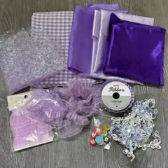 手芸 ハンドメイド 生地ハギレ リボン パープル 紫 しなこちゃん　セット