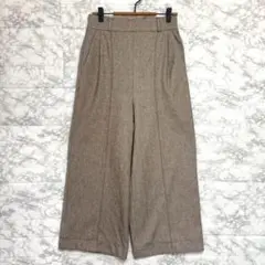 ワイドパンツ/ヘリンボーン センタープレス バックゴム ウエストタック 秋 冬