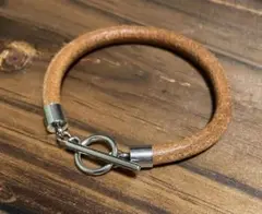 本革 レザー ステンレス マンテル ブレスレット ナチュラル