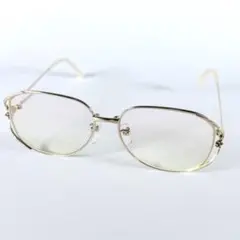 【極美品】12金張り　ルビー　メガネ　ゴールド　フルリム　12KGF