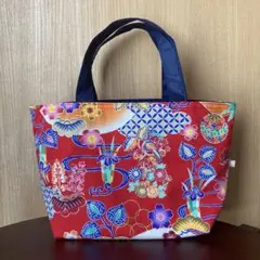 ハンドメイド ミニバッグ 紅型柄 和柄