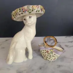 訳あり品 LENOX レノックスペルシャ猫 キャット 置物 陶器 24K 鞄