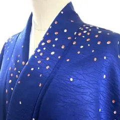 2m2033 着物 正絹 袷 小紋 紺 青 ピンク 柄物 和装