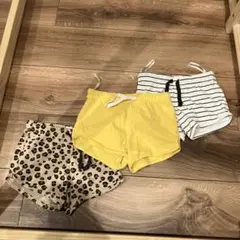 H&M ショートパンツ3点セット（レオパード・イエロー・ストライプ）