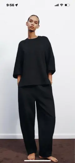 【新品未使用タグ付き】ZARAインターロックTシャツ　M ブラック