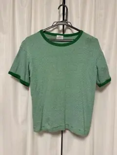 【coen】グリーン×ホワイト＊ストライプTシャツ