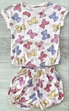 90cm くま 総柄 セットアップ Tシャツ 短パン