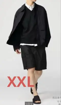 新品　UNIQLO ワイドフィットカーゴショーツ XXL ブラック