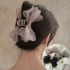 シアービッグリボン　ヘアクリップ