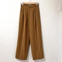 ◉LANCEL　ハイウェストワイドパンツ　タック　キャメル　９　裏地付き