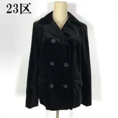 LA3775 23区 テーラードジャケット ベロア 大きいサイズ 黒 46