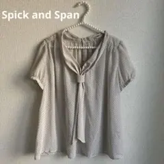 美品✨Spick and Span ドット柄ボウタイシフォンブラウス　白