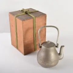 煎茶道具　純錫　鎚目　湯沸　急須　在銘　M　R4921 煎茶道具 純錫 鎚目 湯沸 急須 在銘 M R4921
