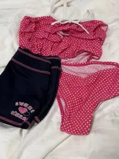 【130cm】女の子用セパレート水着 ピンク水玉