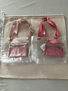 リボンハンドル　ビニールトートバッグとポーチ　各2種　4点セット