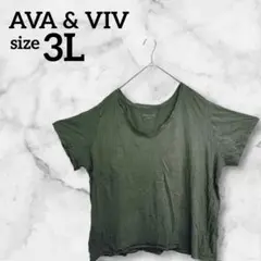 AVA & VIV【3L】 Tシャツ 半袖 ダークグリーン 海外古着