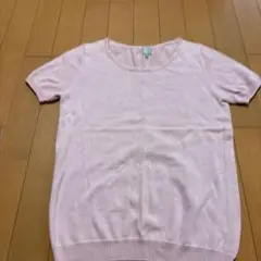 ピンク 半袖 ニット トップス　コムサコムサコムサ
