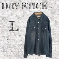 【ドライスティック】 デニムシャツ　長袖シャツ　インディゴブルー　 L　綿