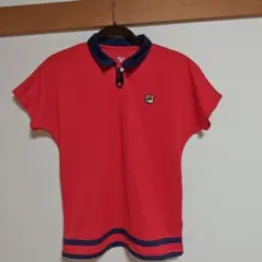FILA レッド ポロシャツ ネイビー襟