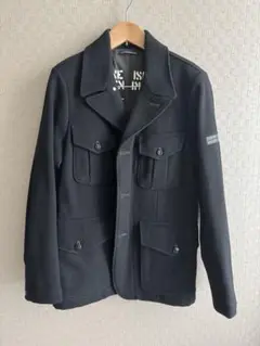 超希少！07AW ストーンアイランド ウールピーコート ブラック メンズLサイズ STONE ISLAND 24AWモデル ストーンアイランド バッジワッペン