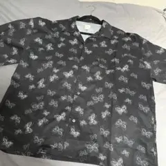 柄シャツ Revo. 蝶 半袖シャツ オープンカラー シャツ Lサイズ相当