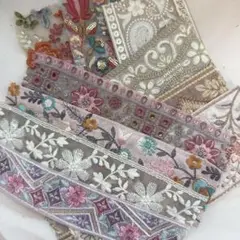 162.インド刺繍 ハギレパック