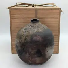 備前焼　壷　人間国宝　藤原雄　共箱　　素晴らしい出来！　最終値下げ！ 藤原雄「備前壺」共箱 絵画買取・販売の小竹美術