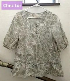Chez toi フラワープリント 五分袖チュニック