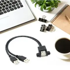 パネルマウントネジ穴付き2層USB 2.0 Aオス-メス延長ケーブル
