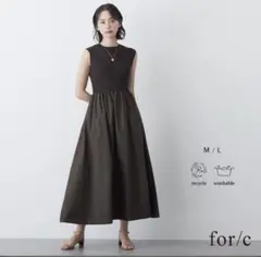 完売　forc フォーシー　ドッキング切替ニットノースリーブワンピース