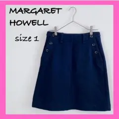 MARGARET HOWELL マーガレットハウエル ネイビーウールスカート S