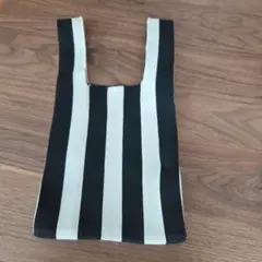 エコバッグ 黒と白のストライプ