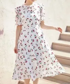 tocco closet リボンチェリープリントワンピース