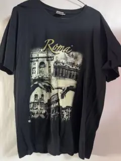 Roma MICHELANGELO アダムの創造 ローマ Tシャツ 黒 XL