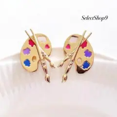 新品未使用品♡ペンキカラフルゴールド個性的ヴィンテージレトロインポート韓国ピアス