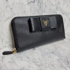 正規鑑定済 PRADA リボン 黒 プラダ財布