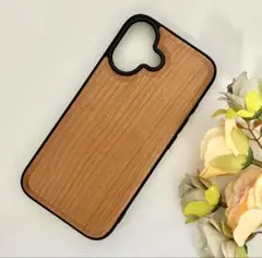iPhone16ケース 天然木目 ブラウン ☆おまけ ガラスフィルム付