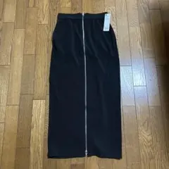GU フロントジップ ナローロングスカート 黒 Mサイズ