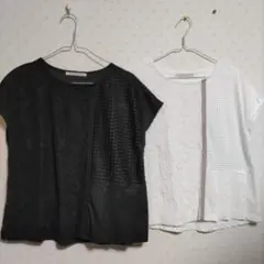 LADY LUCK LUCA フレンチ袖Tシャツ 白＆黒2点セット