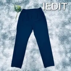 美品IEDIT スリムフィットテーパードパンツ（M）ネイビー　ウエストゴム
