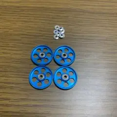 ミニ四駆 軽量19mmオールアルミベアリングローラー ブルー