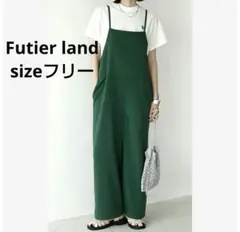 美品フューティアランド キャミサロペット とろみワイド オールインワン 深緑